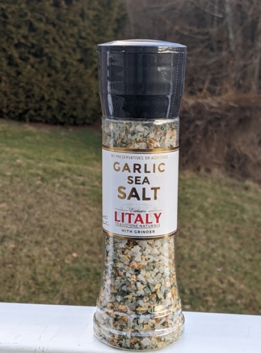 Litaly Garlic Sea Salt with Built-In Grinder 9oz
