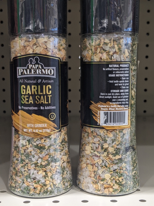 PAPA Palermo Garlic Sea Salt with Grinder 9.52oz Each